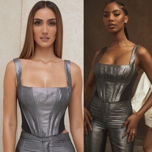 House of CB Hannah Silver Cropped Corset Top